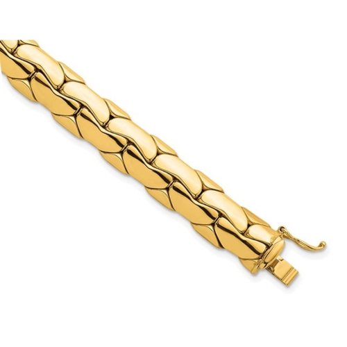 Bracelet à mailles fantaisie en or jaune 14 ct poli pour femmes