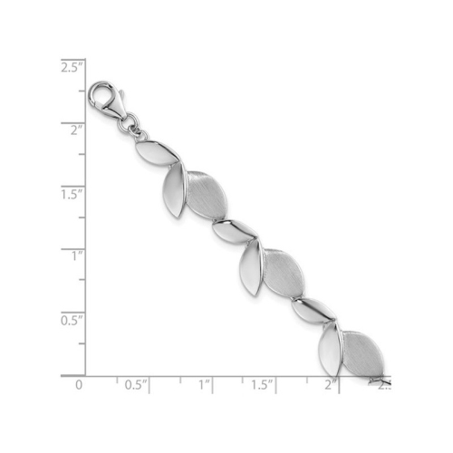 Bracelet en argent sterling, feuille brossée polie, 7,5 po
