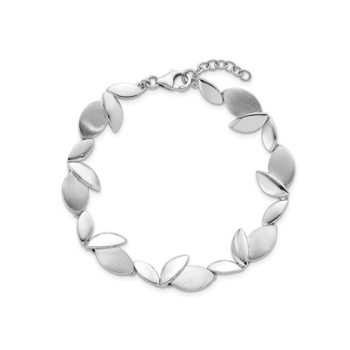 Bracelet en argent sterling, feuille brossée polie, 7,5 po