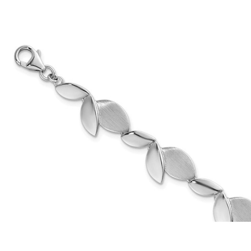 Bracelet en argent sterling, feuille brossée polie, 7,5 po