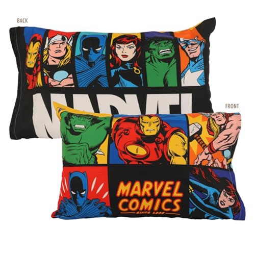 Ensemble de draps Marvel Comics 4 pièces Lit simple dans un sac pour enfants - Couvre-lit réversible, drap plat, drap-housse et taie d'oreiller