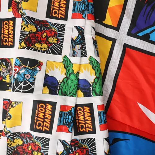 Ensemble de draps Marvel Comics 4 pièces Lit simple dans un sac pour enfants - Couvre-lit réversible, drap plat, drap-housse et taie d'oreiller