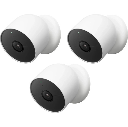 Google - Nest Cam Battery 3 Pack Indoor/Outdoor Wire Free Security Cameras Smart video surveillance - White