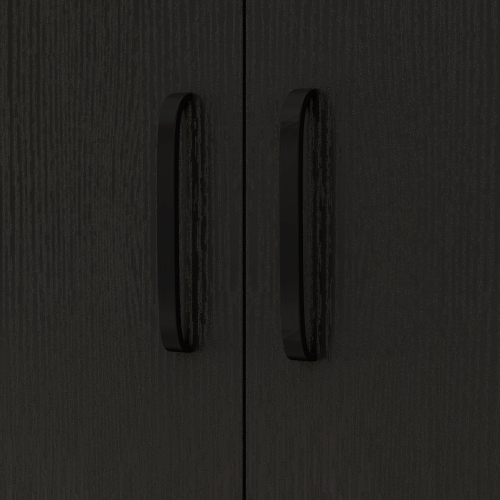 HOMCOM Microwave Cart on Wheels Utility Trolley Storage Sideboard Bookcase with 2-door Cabinet, Black Wood Grain