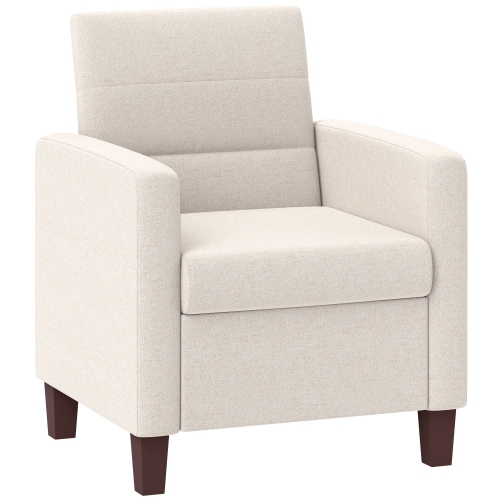 HOMCOM – Fauteuil d'appoint moderne en tissu avec coussin de siège et coussins antidérapants pour le salon, la chambre à coucher, blanc crème