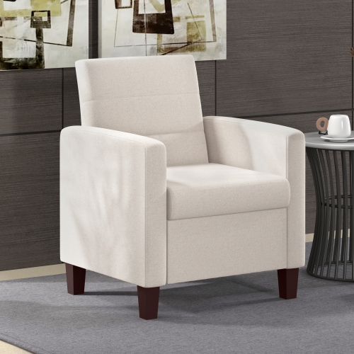 HOMCOM – Fauteuil d'appoint moderne en tissu avec coussin de siège et coussins antidérapants pour le salon, la chambre à coucher, blanc crème