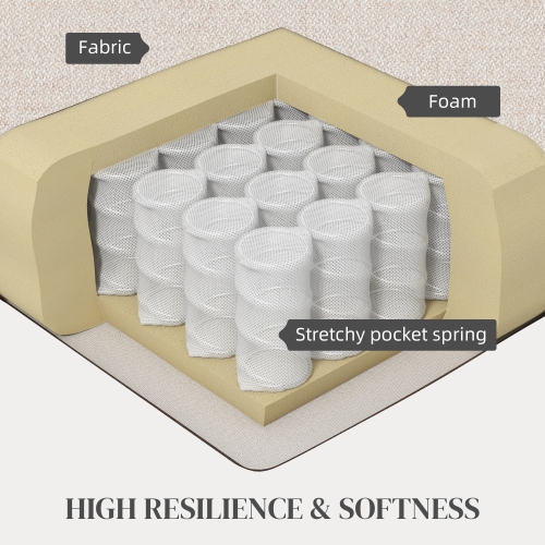 HOMCOM – Fauteuil d'appoint moderne en tissu avec coussin de siège et coussins antidérapants pour le salon, la chambre à coucher, blanc crème