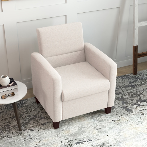 HOMCOM – Fauteuil d'appoint moderne en tissu avec coussin de siège et coussins antidérapants pour le salon, la chambre à coucher, blanc crème