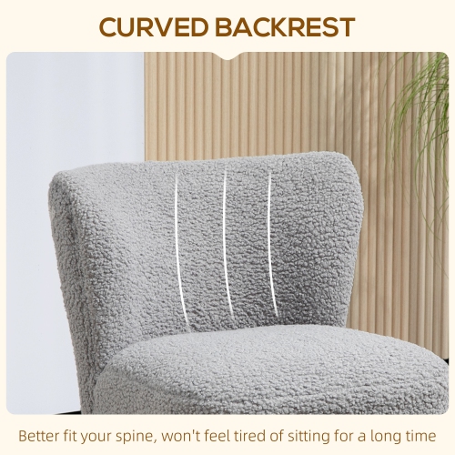 HOMCOM Armless Accent Chair for Bedroom, Upholstered Side Chairs for Living Room with Gold Steel Legs, Slipper Chair, Charcoal Grey