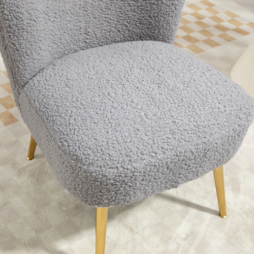 HOMCOM Armless Accent Chair for Bedroom, Upholstered Side Chairs for Living Room with Gold Steel Legs, Slipper Chair, Charcoal Grey