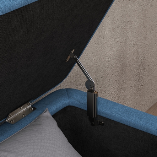 HOMCOM – Pouf de rangement avec dessus rabattable, banc rectangulaire recouvert, repose-pieds en lin avec pattes en acier pour salon, chambre à