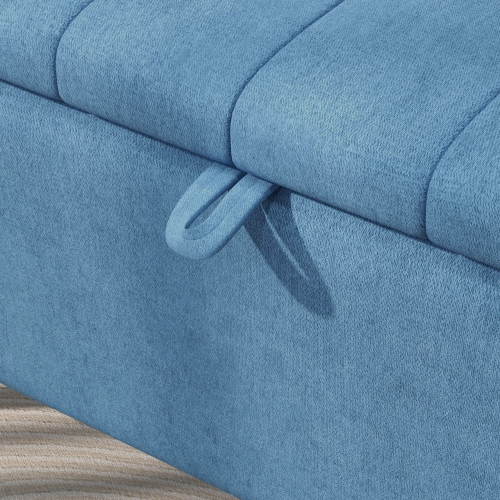 HOMCOM – Pouf de rangement avec dessus rabattable, banc rectangulaire recouvert, repose-pieds en lin avec pattes en acier pour salon, chambre à