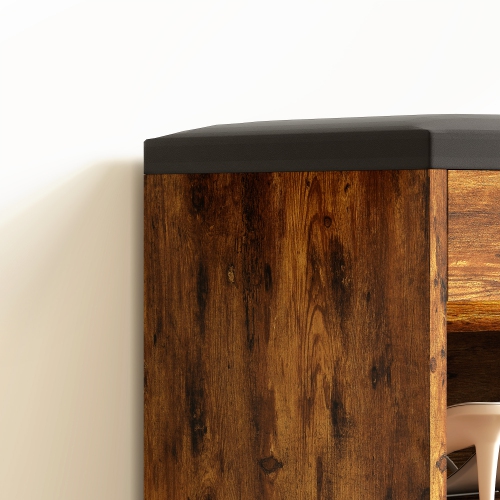 HOMCOM – Banc d'entrée à chaussures avec coussin rembourré en polyuréthane, rangement dissimulé pour chambre à coucher de couloir, brun rustique