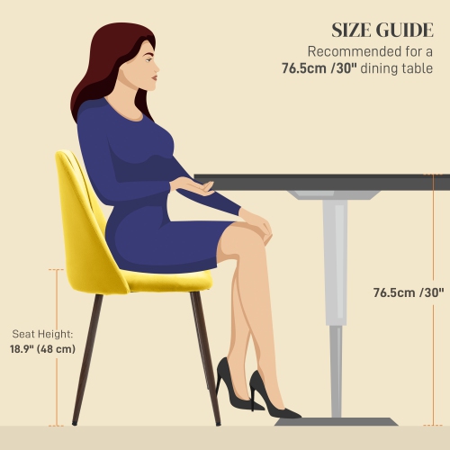 HOMCOM Dining Chairs Set of 4, Modern Kitchen Chairs with Velvet-touch Upholstery, Curved Back and Wood-grain Steel Legs, Accent Chairs for Living