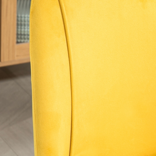 HOMCOM Dining Chairs Set of 4, Modern Kitchen Chairs with Velvet-touch Upholstery, Curved Back and Wood-grain Steel Legs, Accent Chairs for Living