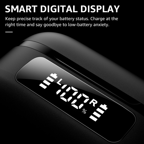 TOZO New Upgrade NC9 True Wireless Earbuds In-ear LED Digital Power Display with 6 MicsANC Noise Cancel IPX8 Waterproof Stereo Bass Heasets-Black