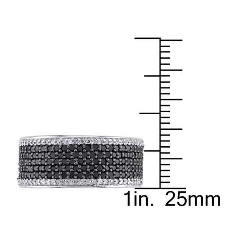 1.00 Carat Black & White Diamond Pave Anniversary Band in Sterling Silver