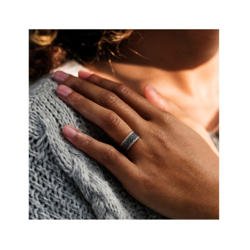 1.00 Carat Black & White Diamond Pave Anniversary Band in Sterling Silver