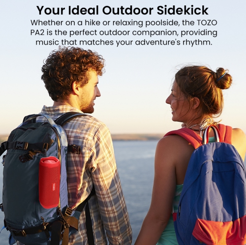 TOZO PA2 Waterproof Bluetooth Speaker Wireless Speaker Deep Bass Sound Support Calls -Red