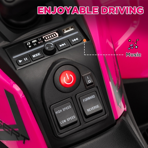 VTT pour enfants, 4 roues, véhicule électrique à batterie 12&nbsp;V avec 4 roues à suspension à ressort, panier de rangement, phares LED, vitesse