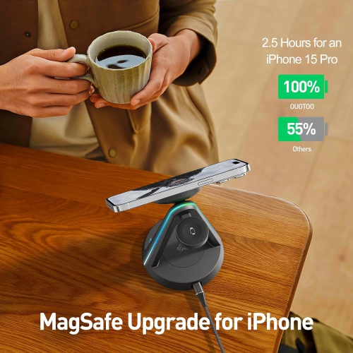 2024 Version RGB 3 in 1 Wireless Charging Station for iPhone Apple Watch AirPods Multiple Devices, Magnetic Wireless Charger Dock, Travel Charger for