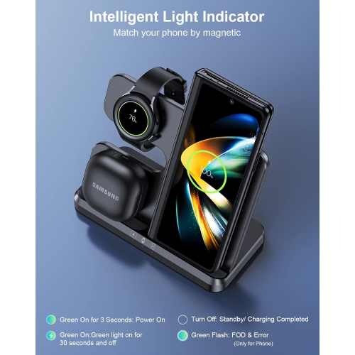 Wireless Charger for Samsung Charging Station & Android Multiple Devices 3 in 1 Fast Charger Stand