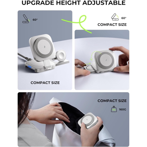 3 in 1 Charging Station for Apple Magsafe Charger Travel Accessories, Wireless Charger 3 in 1 for iPhone 16 15 Pro Max Magsafe Accessories Charger