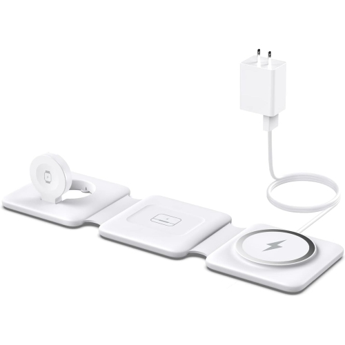 Chargeur sans fil magnétique pour iPhone&nbsp;: Station de recharge 3-en-1 Fodable pour plusieurs appareils Apple - Station de recharge de voyage