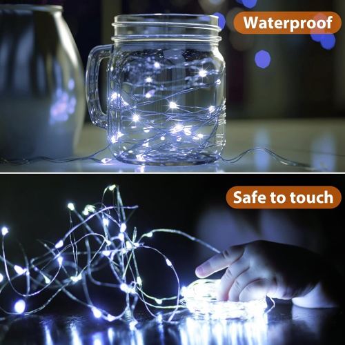16 Pack Fairy Lights Battery Powered, 7FT 20LED Mini String Lights Twinkle Lights Waterproof, Silver Wire Fairy Lights Battery Operated Mason Jar