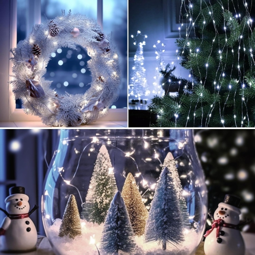 16 Pack Fairy Lights Battery Powered, 7FT 20LED Mini String Lights Twinkle Lights Waterproof, Silver Wire Fairy Lights Battery Operated Mason Jar