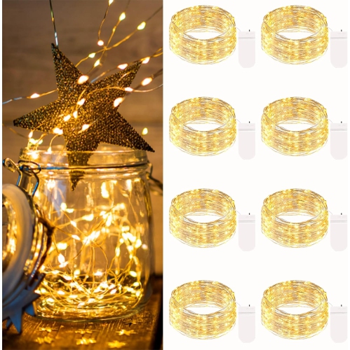 Fairy Lights Battery Powered, 7FT 20LED Twinkle Lights Waterproof, Silver Wire Mini String Lights Battery Operated Mason Jar Lights for Christmas