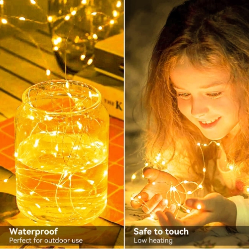 16 Pack Fairy Lights Battery Powered, 7FT 20LED Mini String Lights Twinkle Lights Waterproof, Silver Wire Fairy Lights Battery Operated Mason Jar