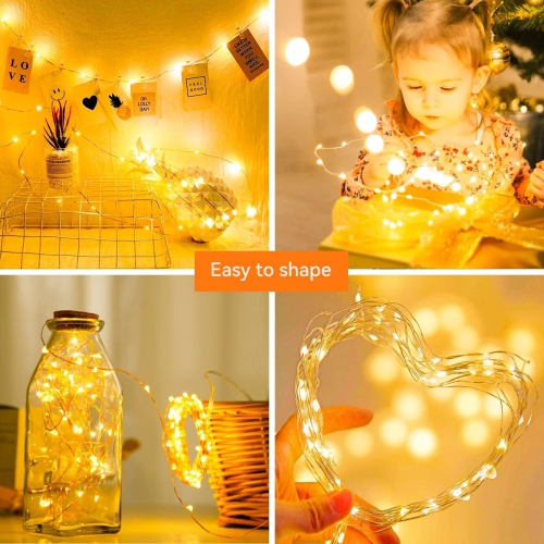16 Pack Fairy Lights Battery Powered, 7FT 20LED Mini String Lights Twinkle Lights Waterproof, Silver Wire Fairy Lights Battery Operated Mason Jar