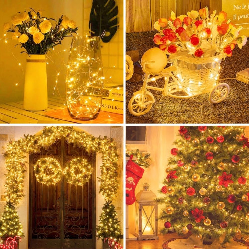 16 Pack Fairy Lights Battery Powered, 7FT 20LED Mini String Lights Twinkle Lights Waterproof, Silver Wire Fairy Lights Battery Operated Mason Jar