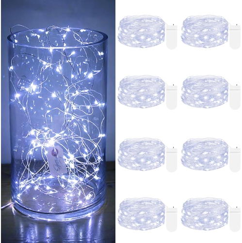 Fairy Lights Battery Powered, 7FT 20LED Twinkle Lights Waterproof, Silver Wire Mini String Lights Battery Operated Mason Jar Lights for Christmas