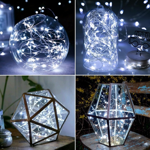 Fairy Lights Battery Powered, 7FT 20LED Twinkle Lights Waterproof, Silver Wire Mini String Lights Battery Operated Mason Jar Lights for Christmas