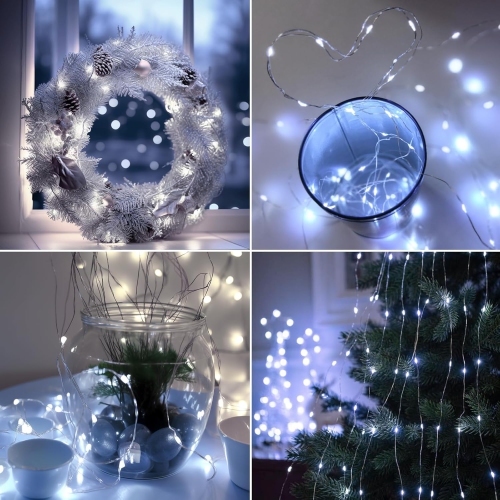 Fairy Lights Battery Powered, 7FT 20LED Twinkle Lights Waterproof, Silver Wire Mini String Lights Battery Operated Mason Jar Lights for Christmas