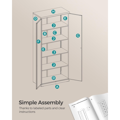 Armoire de rangement en métal pour garage et bureau de SONGMICS avec portes et tablettes réglables – Rangement verrouillable et polyvalent en gris
