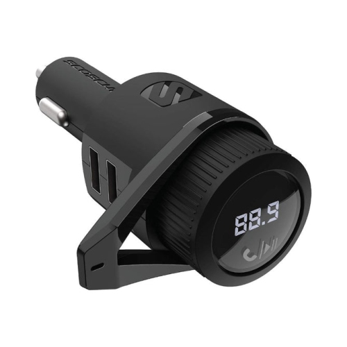 Trousse mains libres sans fil pour l'auto BTFreq de Scosche avec 2 ports de recharge USB | Couleur&nbsp;: Noir