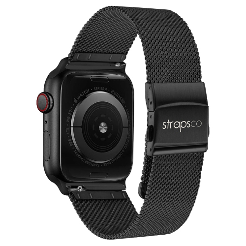 Bracelet en filet Pro de StrapsCo pour Apple Watch - Noir - Moyen-long - 44&nbsp;mm/45&nbsp;mm/46&nbsp;mm/49&nbsp;mm