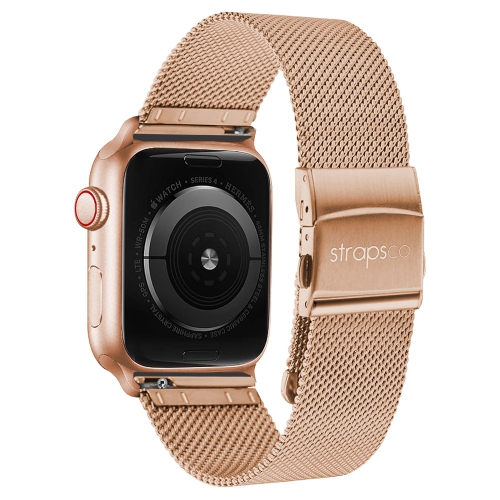 StrapsCo Pro Mesh Strap For Apple Watch - Rose Gold - Medium-Long - 40mm/41mm/42mm