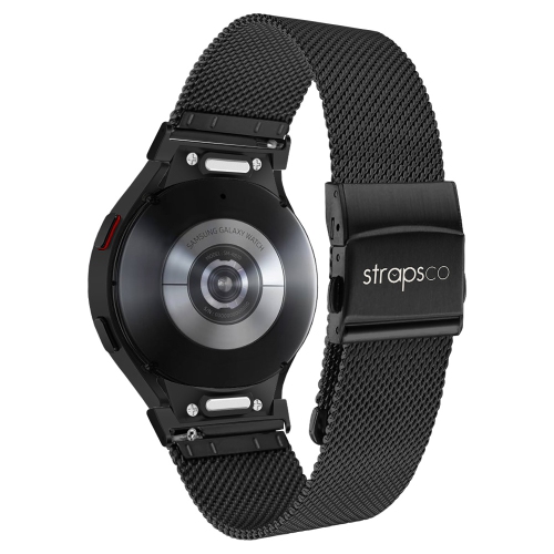 StrapsCo Pro Mesh Strap For Samsung Galaxy Watch 6 - Black - Medium-Long