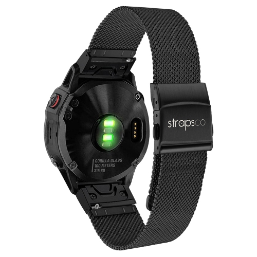 StrapsCo Pro Mesh Strap For Garmin Fenix 7X & 7X Pro - Black - Medium-Long