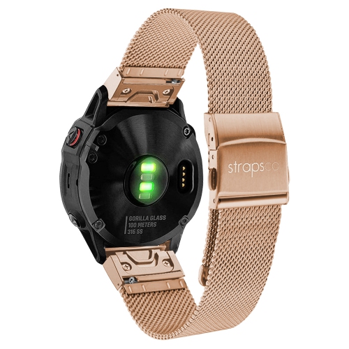 Bracelet en filet Pro de StrapsCo pour Fenix 5s et 5S Plus de Garmin - Rose doré - Moyen-long
