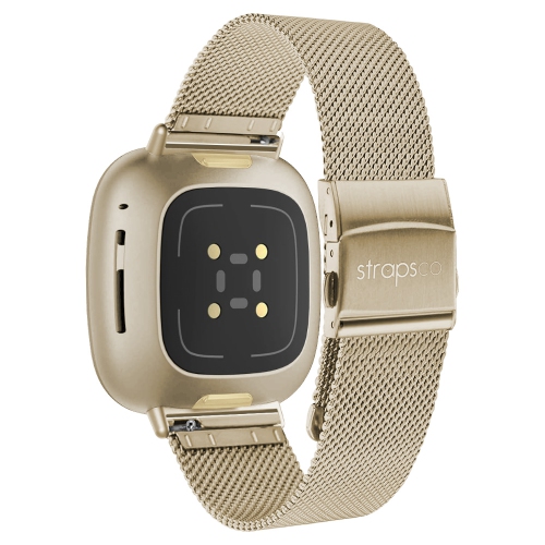 StrapsCo Pro Mesh Strap For Fitbit Versa 4 Soft Gold Medium Long Best Buy Canada