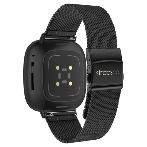 StrapsCo Pro Mesh Strap For Fitbit Sense - Black - Medium-Long