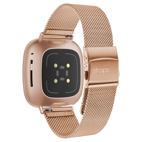 StrapsCo Pro Mesh Strap For Fitbit Sense - Rose Gold - Medium-Long