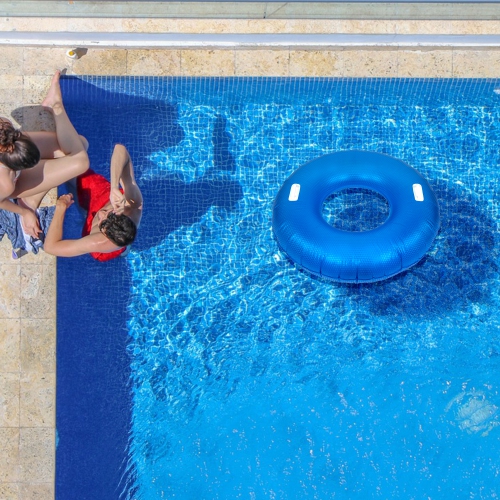 42" Blue Sparkle Inflatable Swimming Pool Tube Ring Float