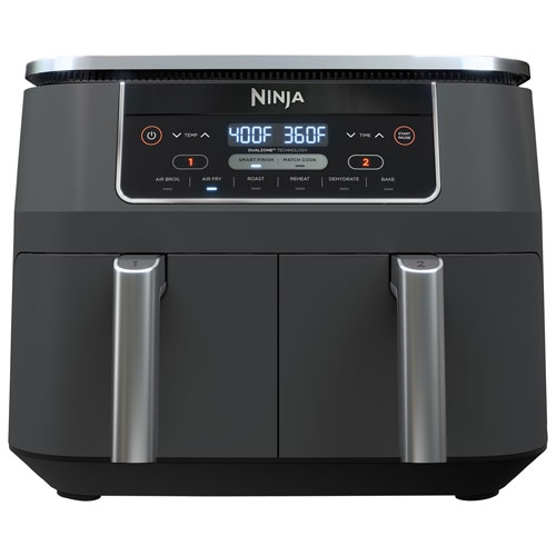 Refurbished Ninja Foodi 6-in-1 Dual Zone Air Fryer - 7.57kg/8Qt - Black DZ201C