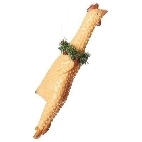 ROMAN  8.25" Beige And Chicken Christmas Ornament In Red